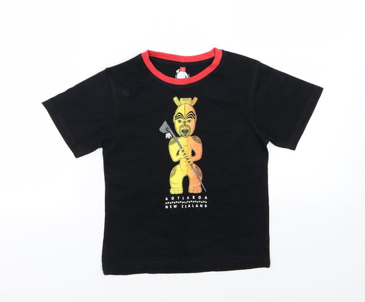 Kiwi Planet Boys Black  Jersey Basic T-Shirt Size 6 Years  - New Zealand