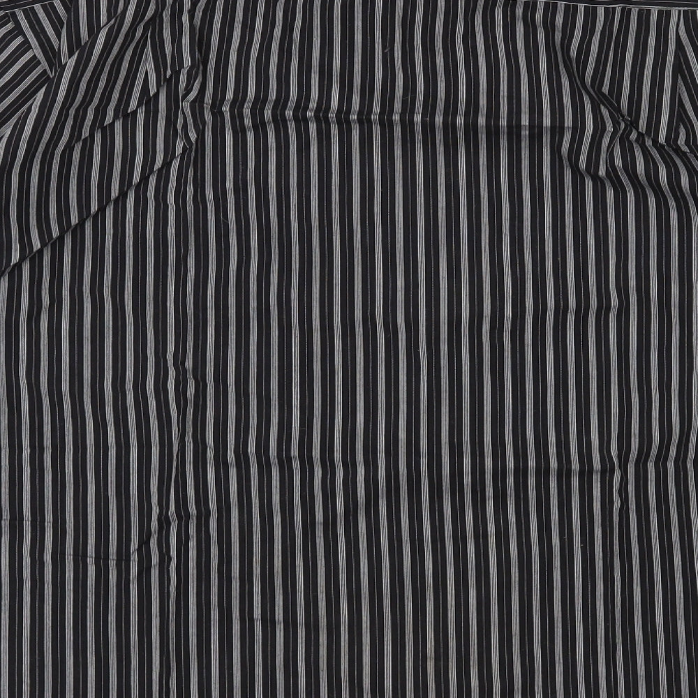Greenwoods Mens Black Striped   Button-Up Size 16.5