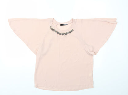 Front view of Atmosphere women’s pink basic blouse, size UK 10