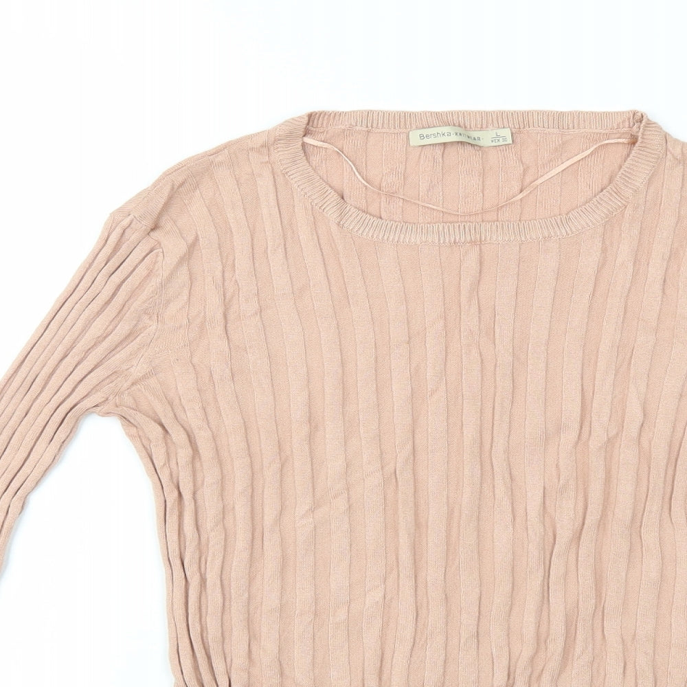 Bershka Womens Pink  Knit Pullover Jumper Size L
