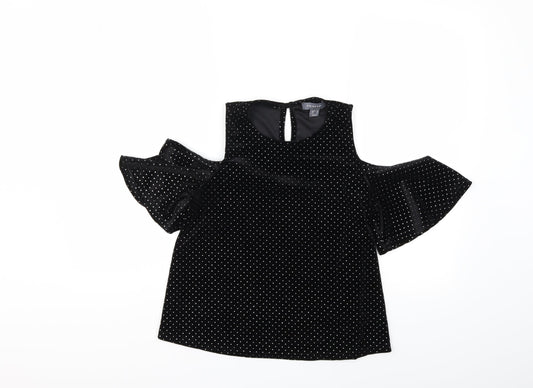 Atmosphere Womens Black Polka Dot  Basic Blouse Size 10