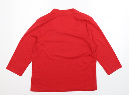Back view of Emreco women’s red pullover sweatshirt, size UK 14