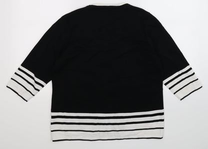 Back view of Bonmarché women’s black striped knit jumper, size M