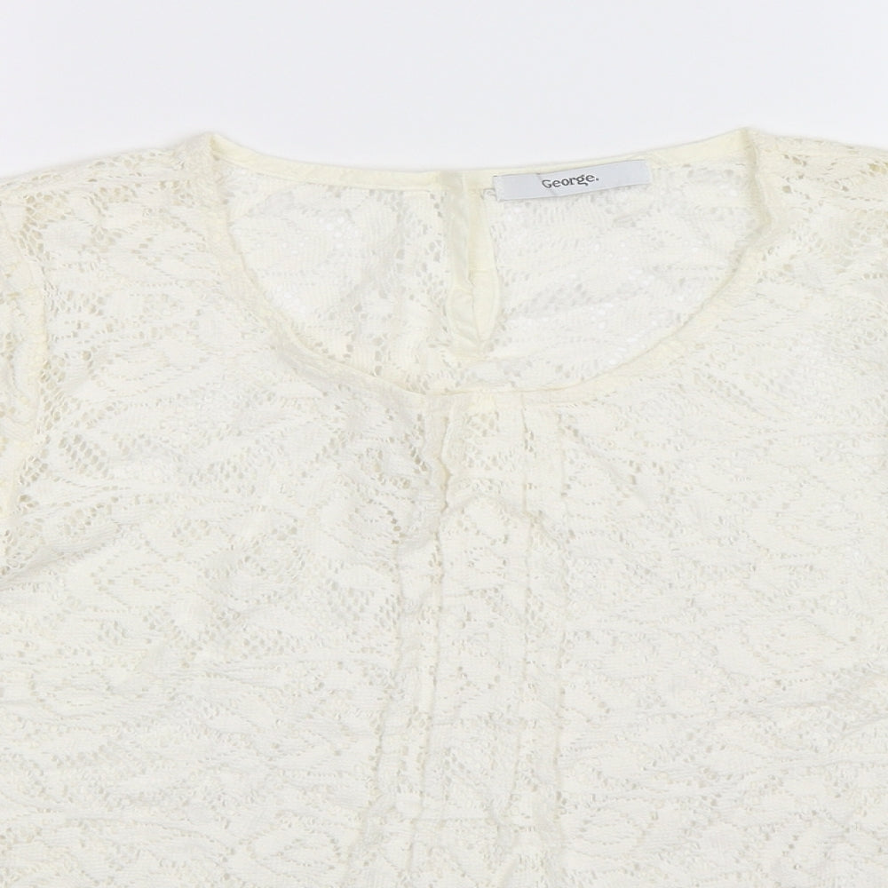 George Womens White  Knit Pullover Jumper Size 12