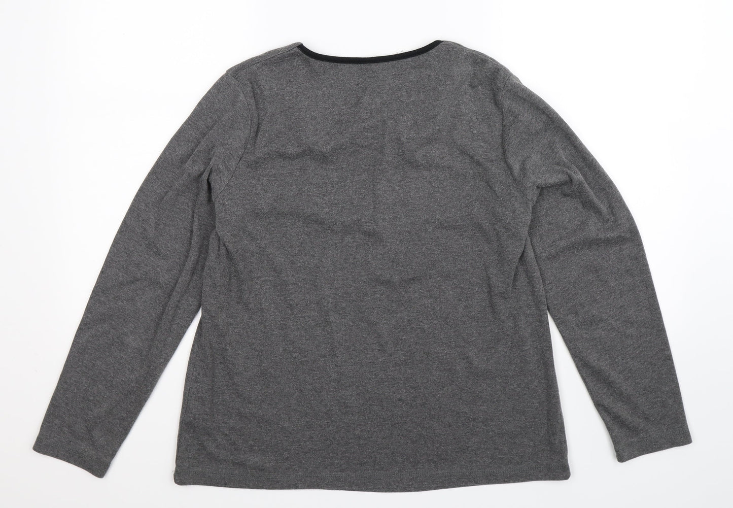 BM Womens Grey Floral Jersey Pullover Jumper Size M