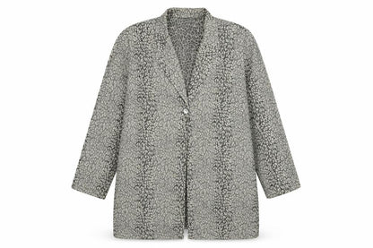 Front view of Preworn women’s multicoloured animal print basic button-up, size UK 20