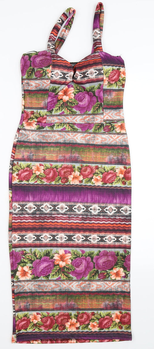 Kiah Womens Multicoloured Floral  Bodycon  Size 10