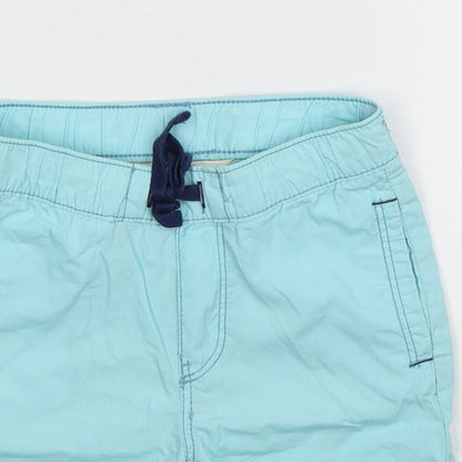 Close-up detail of H&M boys’ blue bermuda shorts, size 4-5, years