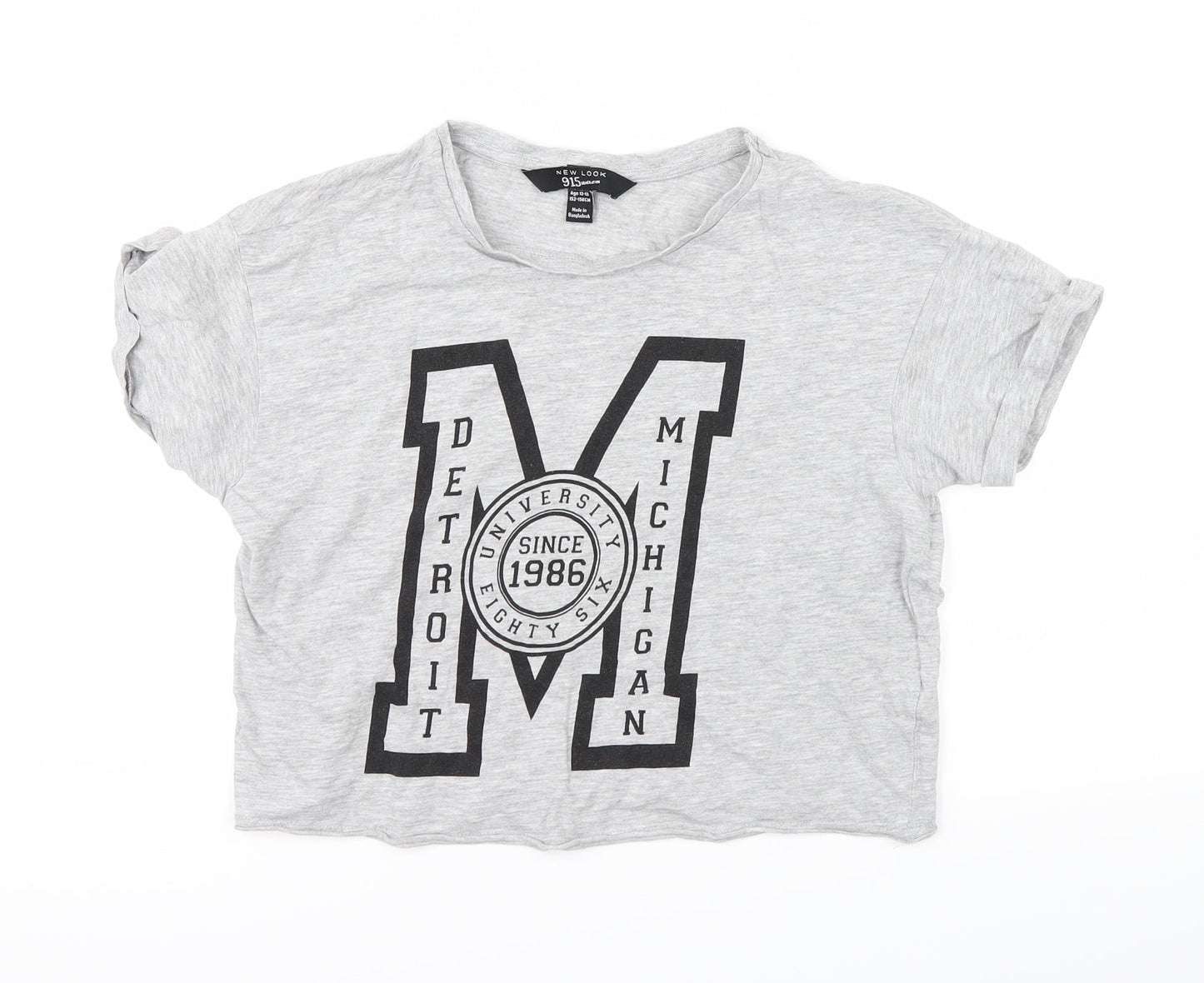 New Look Girls Grey   Cropped T-Shirt Size 12-13 Years
