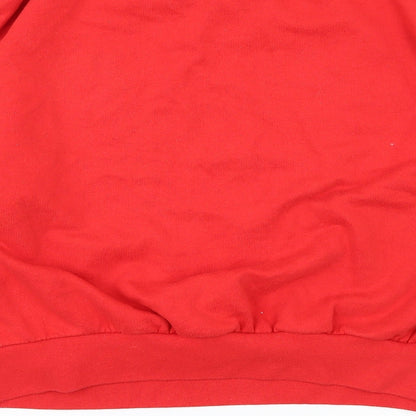 Brand and care label for Bershka women’s red jumper, size S