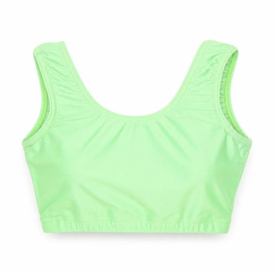 Front view of DANCE GEAR women’s green cropped t-shirt, size UK 4
