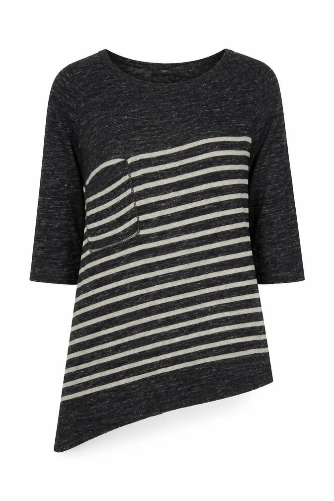 Marks & Spencer Womens Grey Striped Knit Pullover Jumper Size 14