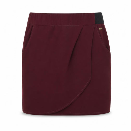 Front view of IKKS women’s red a-line skirt, size UK 14