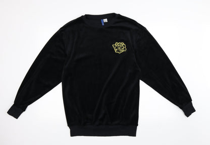 Additional front view of H&M women’s black pullover sweatshirt, size S