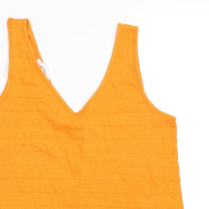 Close-up detail of Promod women’s orange basic tank, size M