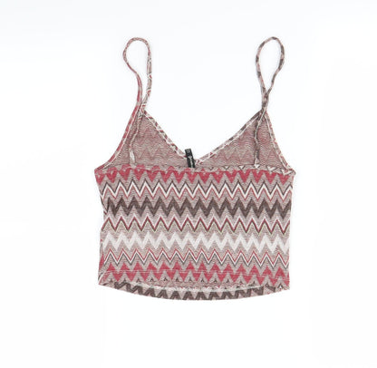 Back view of Stradivarius women’s multicoloured geometric basic tank, size S