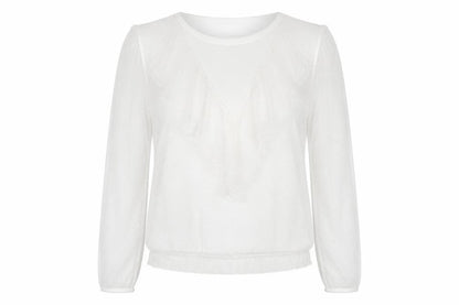 Front view of Primark women’s white polka dot basic blouse, size UK 12