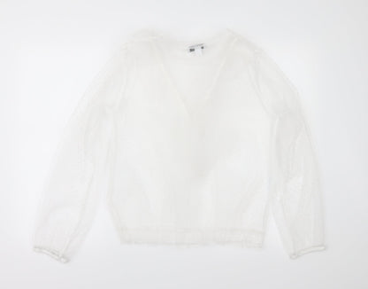 Back view of Primark women’s white polka dot basic blouse, size UK 12