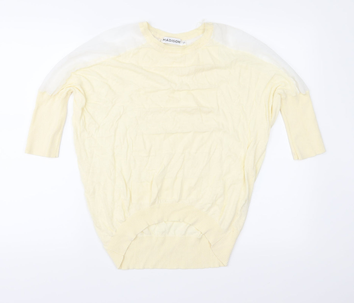 Madison Womens Yellow  Knit Pullover Jumper Size L