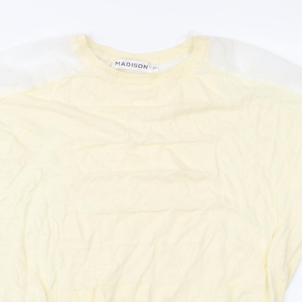 Madison Womens Yellow  Knit Pullover Jumper Size L