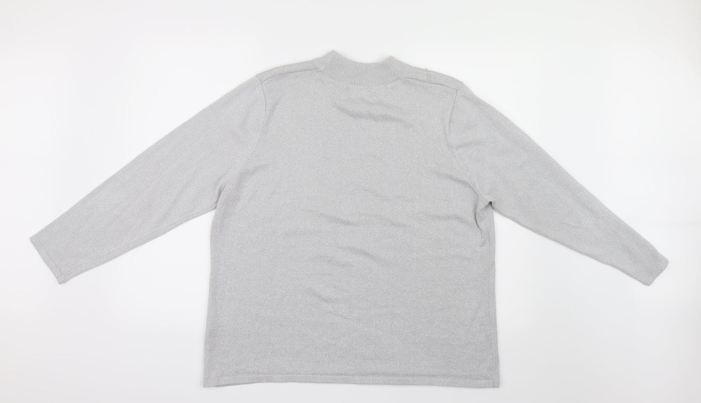 Bm collection Womens Grey Geometric Knit Pullover Jumper Size L