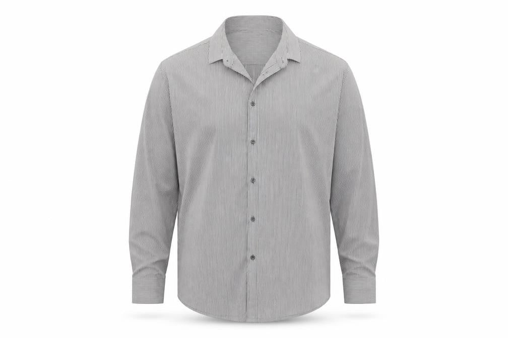 NEXT Mens Grey Striped   Button-Up Size 16  - Tailored fit