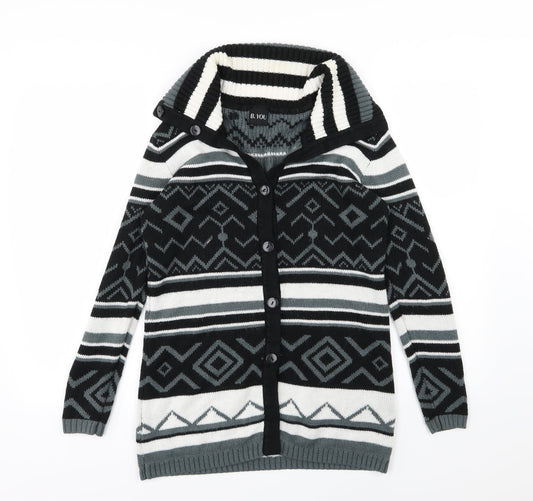 B You Womens Grey Striped Knit Cardigan Jumper Size 8