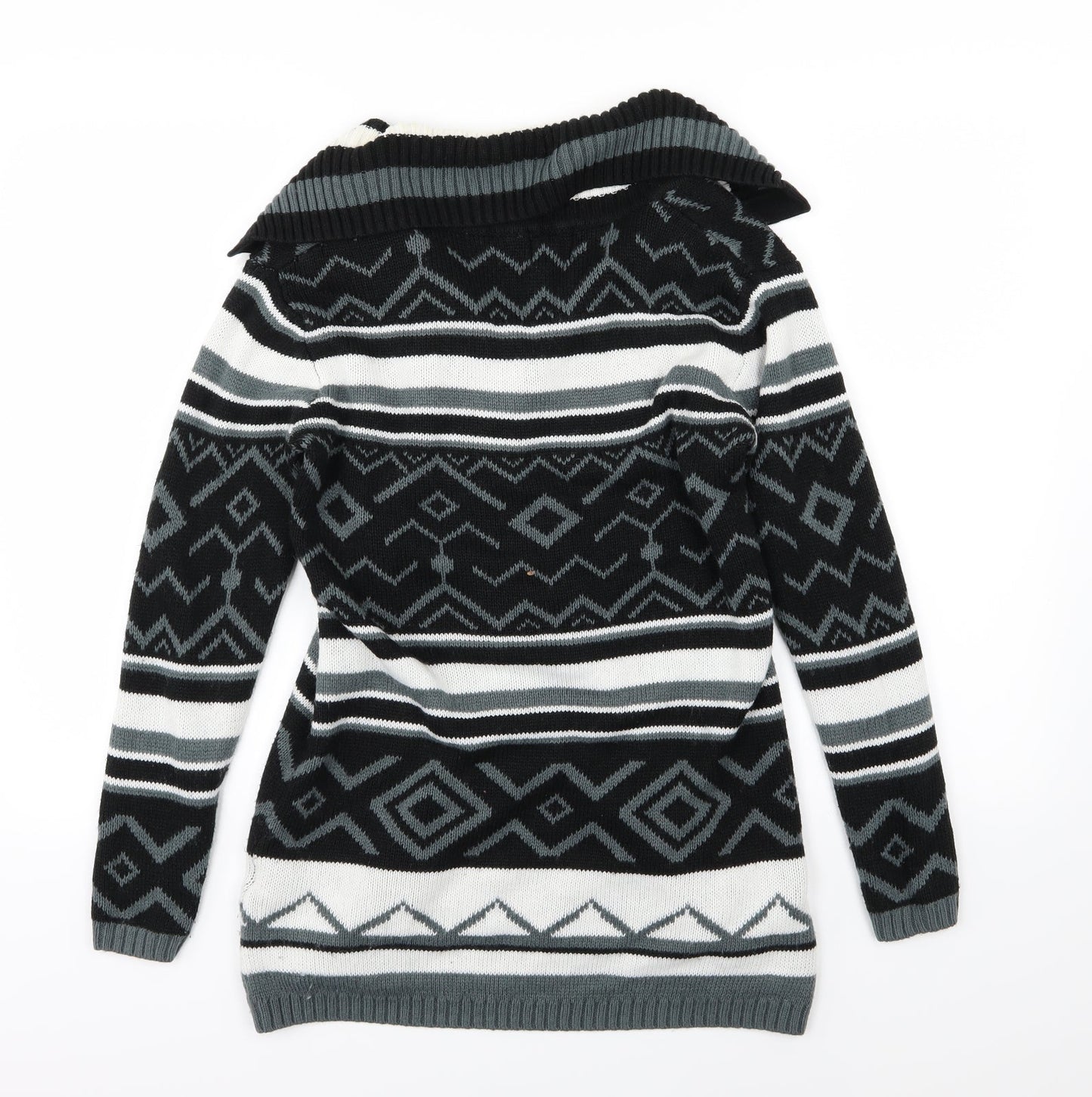 B You Womens Grey Striped Knit Cardigan Jumper Size 8