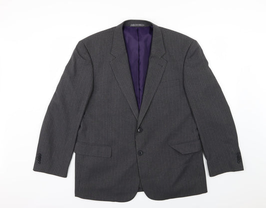Taylor & Wright Mens Grey Striped Rayon Jacket Suit Jacket Size 44