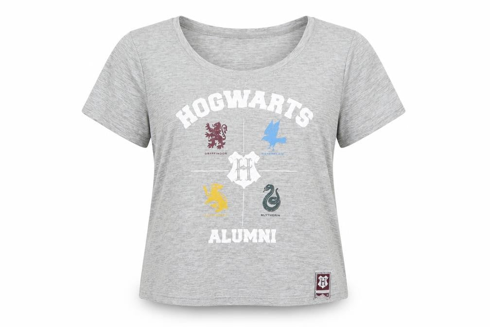 Primark Womens Grey  Jersey Basic T-Shirt Size 12  - Hogwarts Alumni