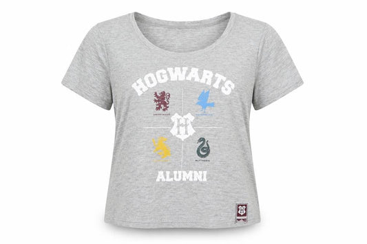 Primark Womens Grey  Jersey Basic T-Shirt Size 12  - Hogwarts Alumni