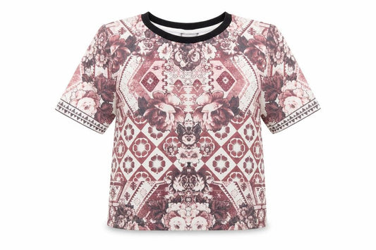 Topshop Womens Pink Floral  Basic T-Shirt Size 8  - CROPPED
