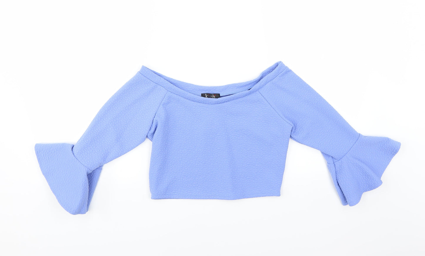 kiah Womens Blue   Basic Blouse Size 12  - CROPPED