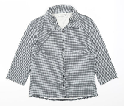 Additional front view of H&M women’s grey check basic button-up, size XL