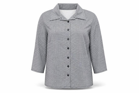 H&M Womens Grey Check  Basic Button-Up Size XL