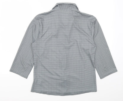 Back view of H&M women’s grey check basic button-up, size XL