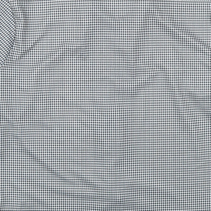 Brand and care label for H&M women’s grey check basic button-up, size XL
