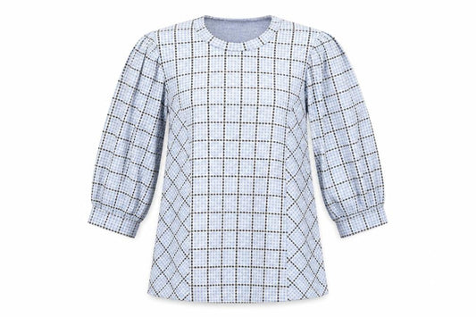 Savida Womens Blue Check  Tunic Blouse Size XS
