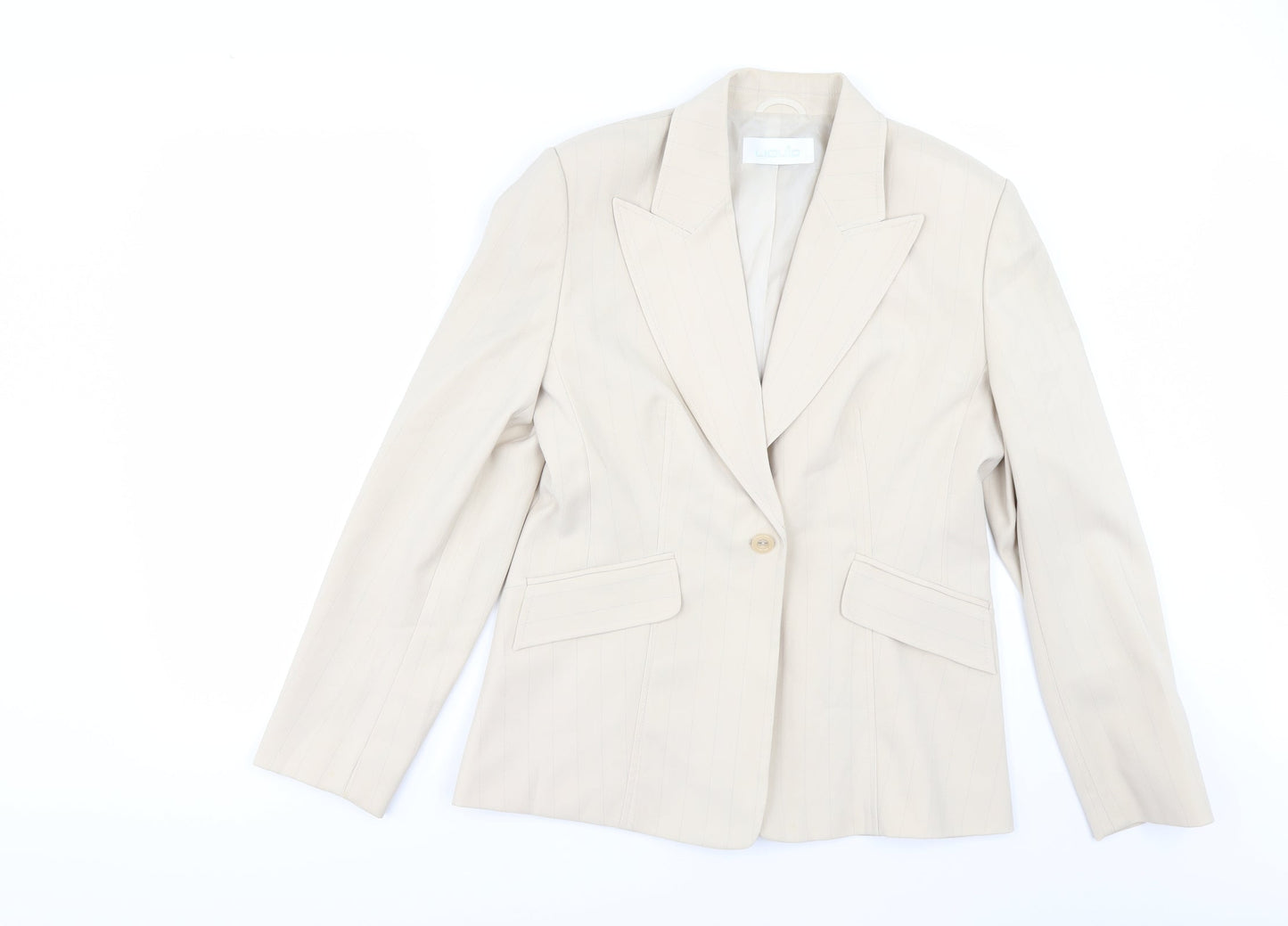 Liquid Womens Beige Striped  Jacket Suit Jacket Size 14