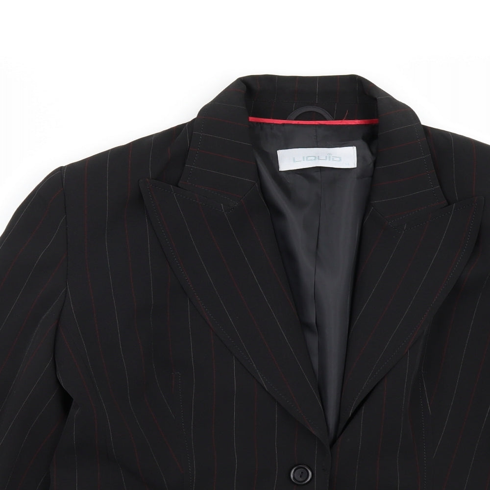 Liquid Womens Black Striped  Jacket Suit Jacket Size 14