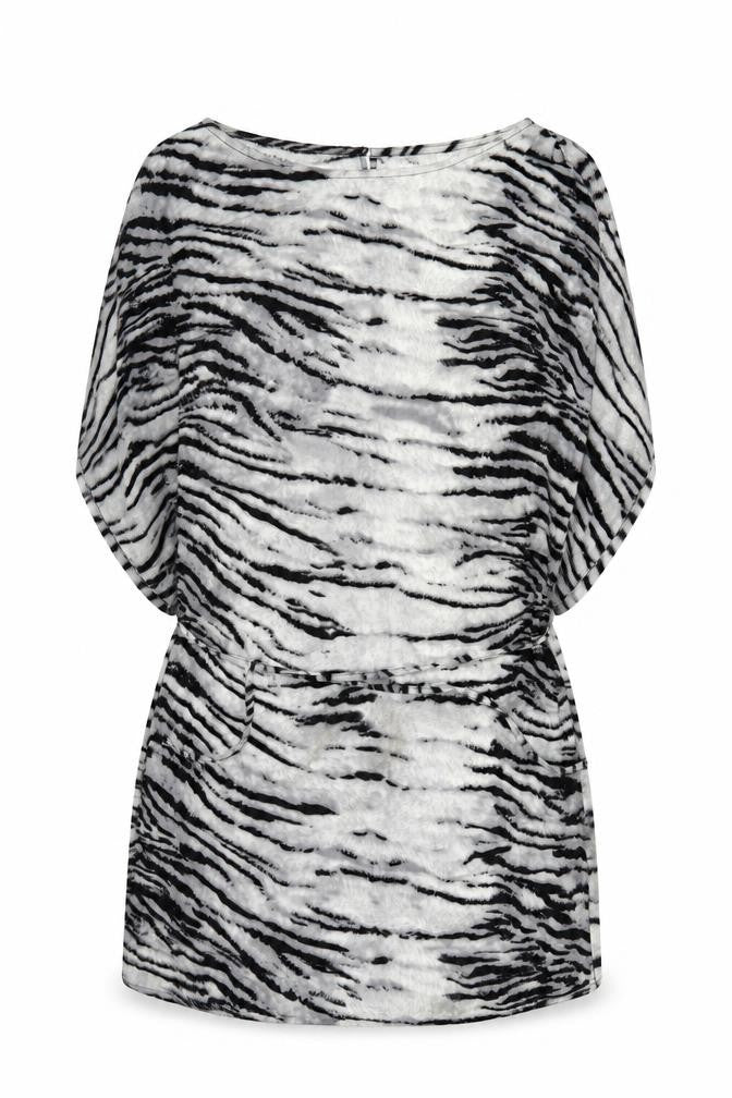 Saint Tropez Clothing Womens Grey Animal Print  Kimono Blouse Size M