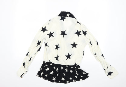 Back view of River Island women’s white basic blouse, size UK 8