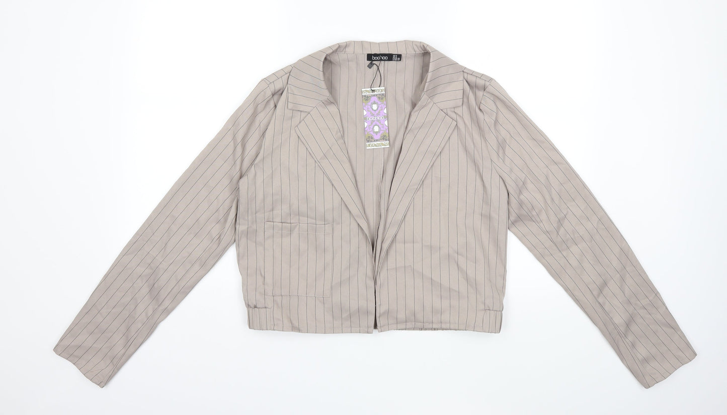 Boohoo Womens Beige Striped  Jacket  Size 8