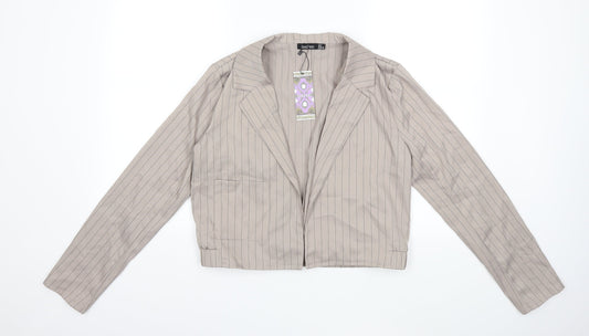 Boohoo Womens Beige Striped  Jacket  Size 8
