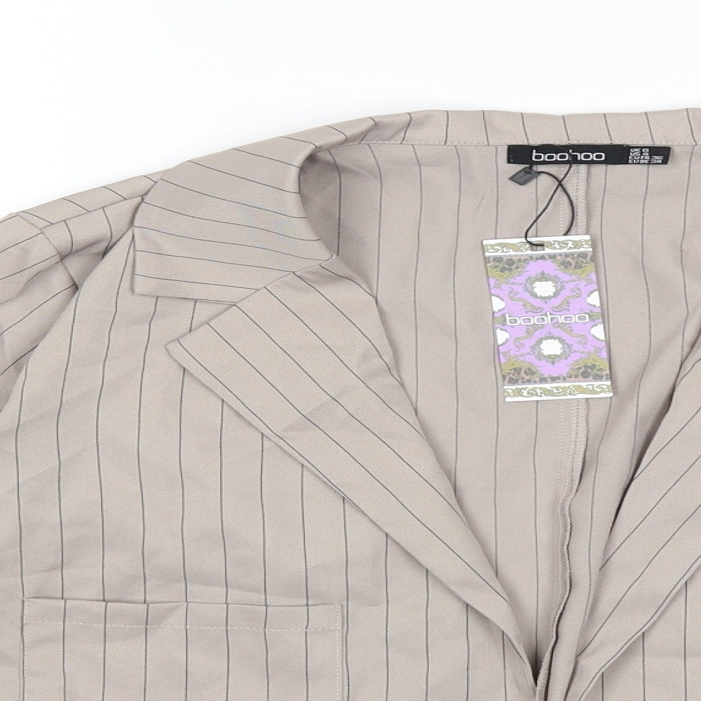 Boohoo Womens Beige Striped  Jacket  Size 8