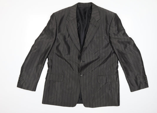 Preworn Mens Grey Striped  Jacket Suit Jacket Size 44