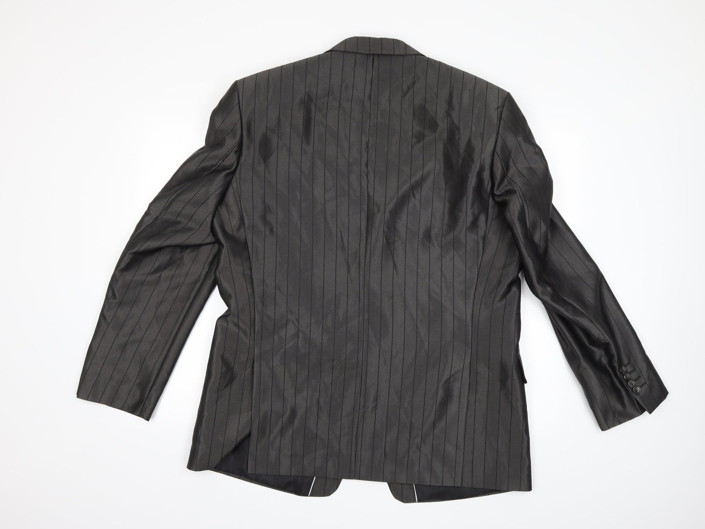 Preworn Mens Grey Striped  Jacket Suit Jacket Size 44
