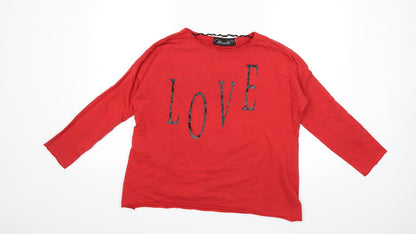 Additional front view of MANILLA women’s red pullover sweatshirt, size M