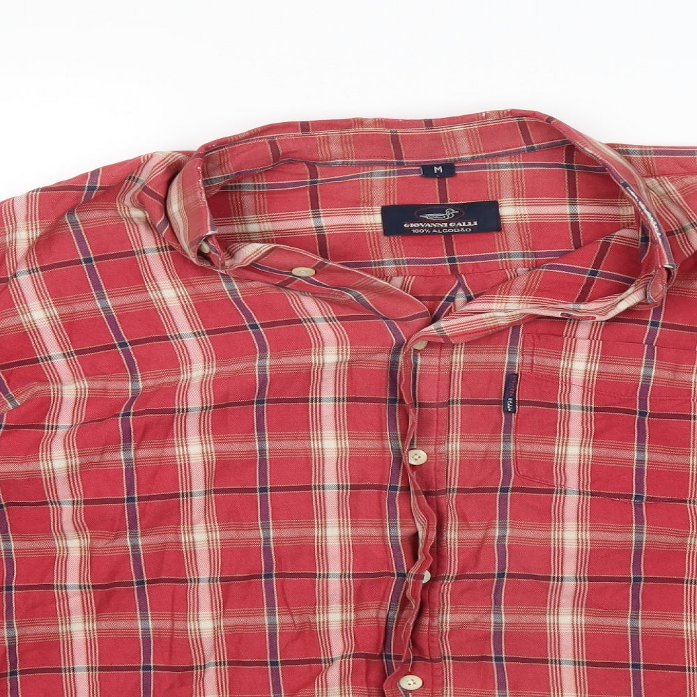 giovanni galli Mens Red Check   Button-Up Size M