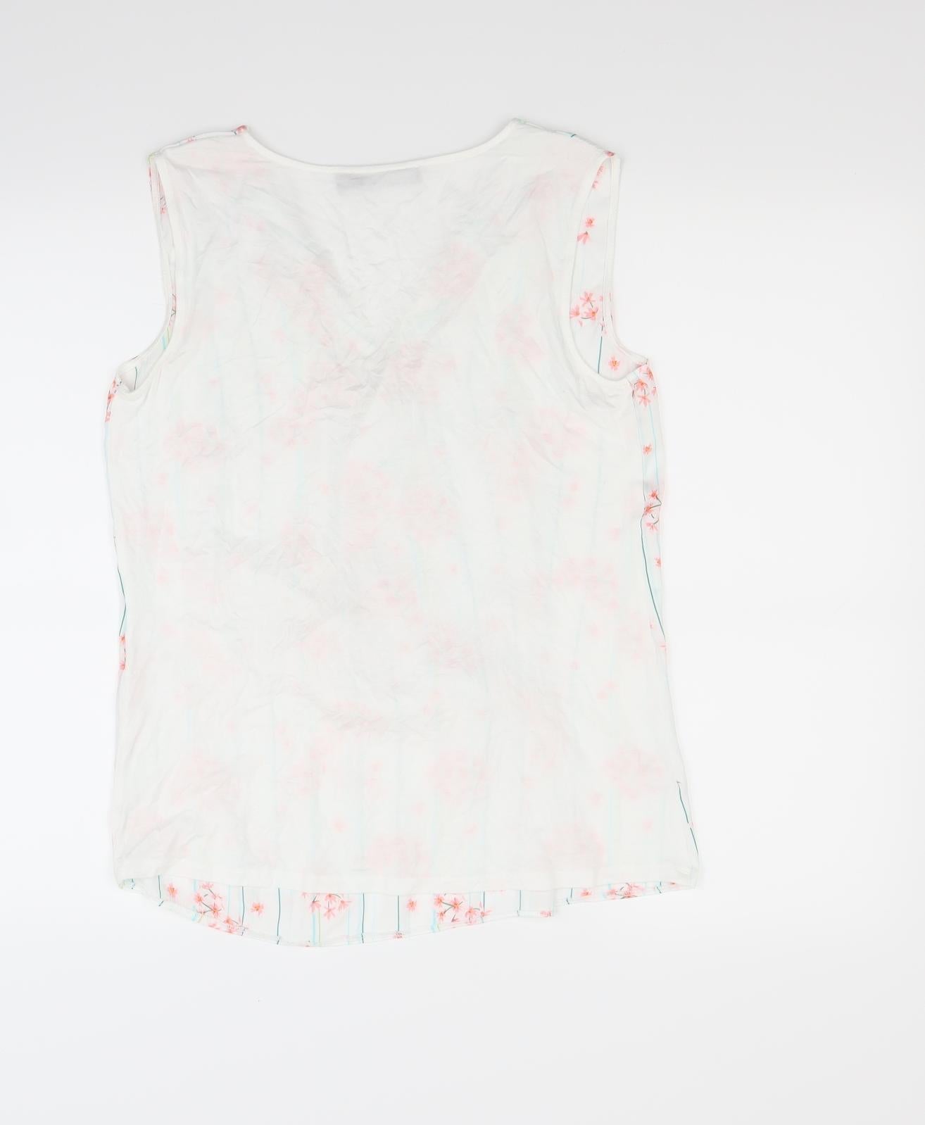 Preworn Womens White Floral  Basic Button-Up Size S
